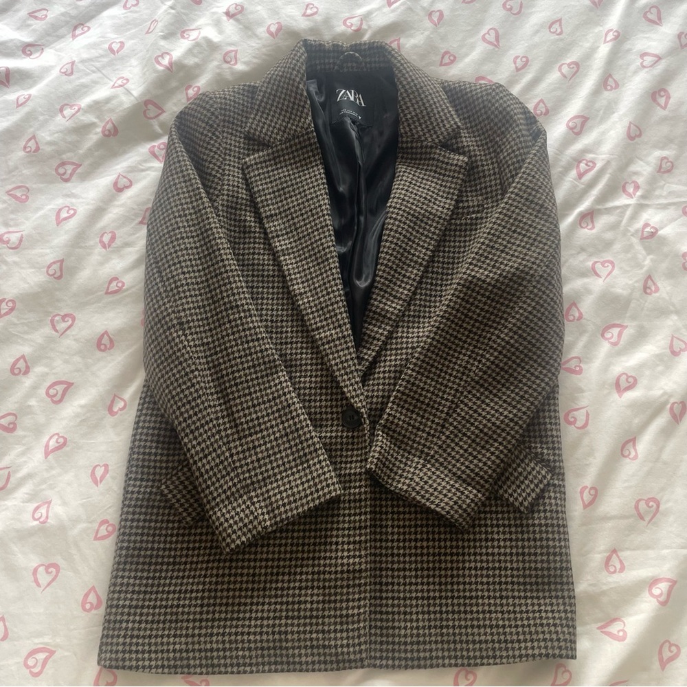 Zara Women's Houndstooth Blazer - Black and Brown